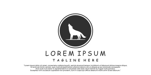 Wolf logo simple design with concept circle  ​Premium Vector