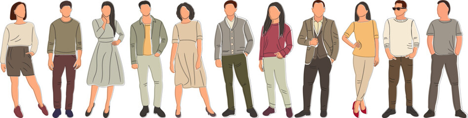 people set sketch ,contour isolated vector