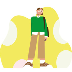 Fashionable girl in a green sweater with short hair