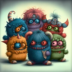 Obraz premium Cute monster toy illustration generated with Artificial Intelligence