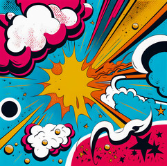 Fototapeta na wymiar Hand drawn comic illustration, Retro and 90s style, Cosmos, Pop Art, Abstract, Crazy, and Psychedelic Background.