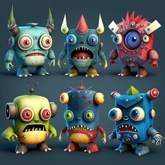 Cute monster toy illustration generated with Artificial Intelligence