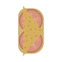 Sandwich with sausage on bread. Vector illustration