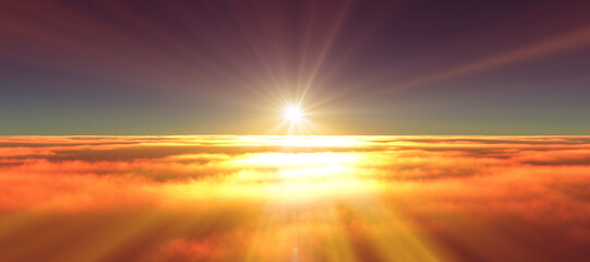 above clouds fly sunset sun ray