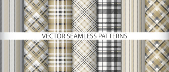 Set fabric plaid background. Vector tartan seamless. Texture pattern textile check.