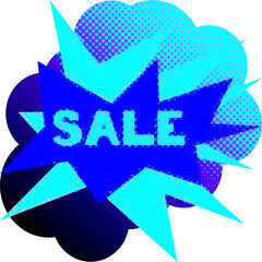 Abstract transparent halftone grunge sale sticker element.
