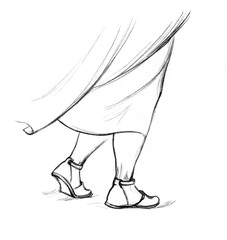Fototapeta premium Pencil drawing. Jesus walks on water