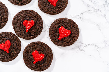 Chocolate Cookies with Chocolate Hearts
