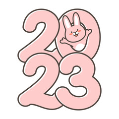2023년 기념 토끼와 숫자 일러스트