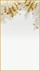 Obraz premium Beautiful Christmas frame with golden ornaments and bows, digital art