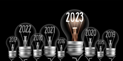 Vector Light Bulbs with New Year 2023