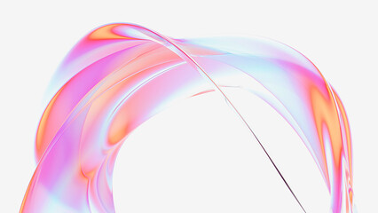 Abstract fluid 3d render holographic iridescent neon curved wave in motion bright background. Gradient design element for banners, backgrounds, wallpapers, posters and covers.