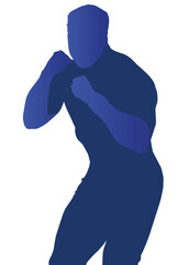 Male heroic fighter boxer silhouette