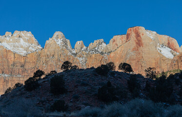 Scenic Zion National Park Utah Landscape in Winter
