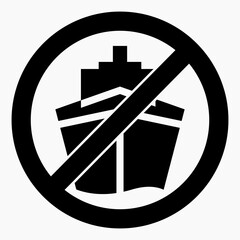 No ships. Navigation ban. Sailing is prohibited. Vector icon.