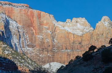 Scenic Zion National Park Utah Landscape in Winter