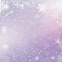 Naklejka na ściany i meble Winter Christmas snowflakes on purple background, digital art