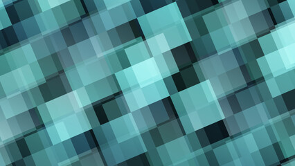 Fototapeta premium Illustration of a teal background with transparent squares with added effects
