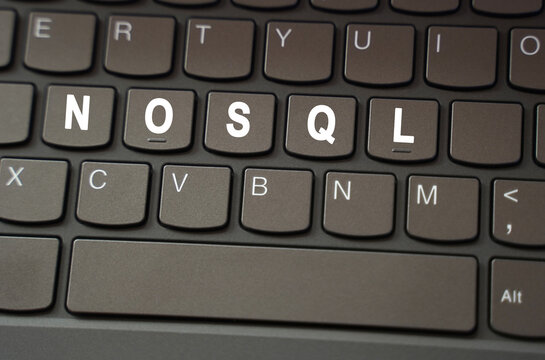 On the black keyboard, the inscription is highlighted in white - NoSQL