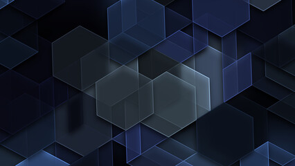 Illustration of a dark background with geometric shapes and added effects