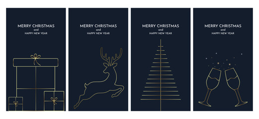 Set of Merry Christmas and New Year template cover.Winter holiday flyer, poster,brochure voucher template.Vector.