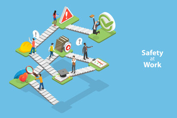 3D Isometric Flat Vector Conceptual Illustration of Safety At Work, HSE or OSHA