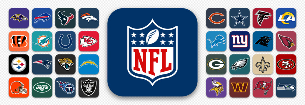 Social network embleme icon logo, NFL National Football League, Vector editorial illustration