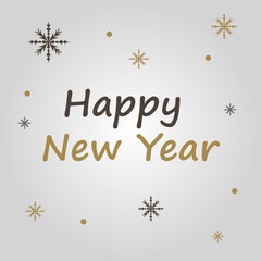 Happy New Year gold lettering text for greeting card.
