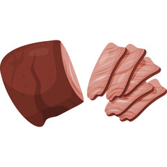 Piece of grilled meat cut into portions