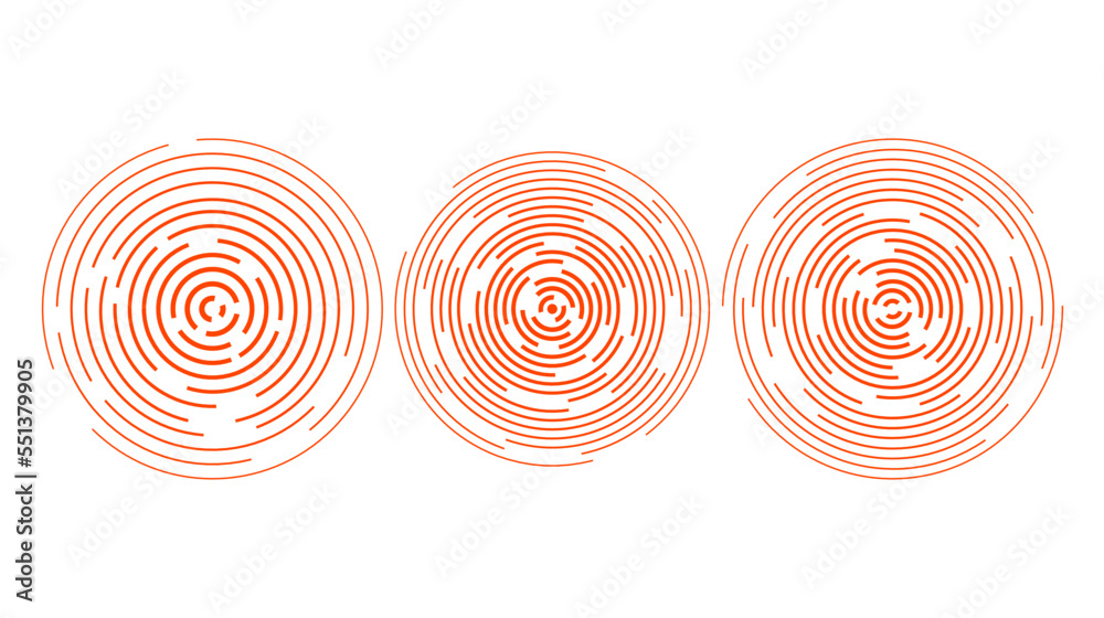 Aufkleber red concentric ripple circles set. sonar or sound wave rings collection. epicentre, target, radar, v