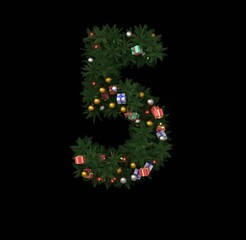 Decorative Wreath Font - Number 5