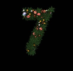 Decorative Wreath Font - Number 7