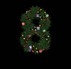 Decorative Wreath Font - Number 8