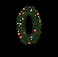 Decorative Wreath Font - Number 0