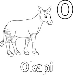 Okapi Animal Alphabet ABC Isolated Coloring Page O