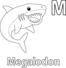 Megalodon Alphabet ABC Isolated Coloring Page M