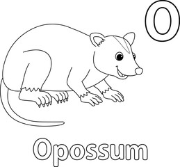 Opossum Alphabet ABC Isolated Coloring Page O
