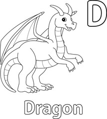 Dragon Animal Alphabet ABC Isolated Coloring D