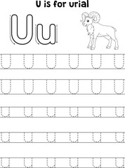 Urial Animal Tracing Letter ABC Coloring Page U
