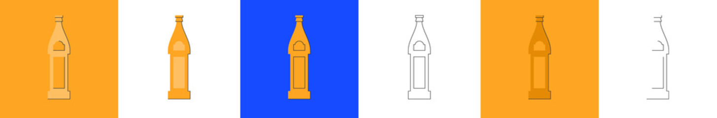 Bottle of beer, great design for any purposes. Flat style. Party drink concept. Color icon bottle. Simple image shape with a thin line of shadow. Four types of object on different backdrop