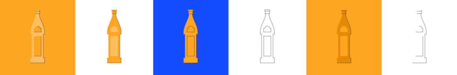 Bottle of beer, great design for any purposes. Flat style. Party drink concept. Color icon bottle. Simple image shape with a thin line of shadow. Four types of object on different backdrop
