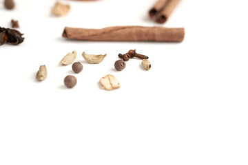a set of spices for a warming drink in winter. ingredients for winter hot drinks(tea, mulled wine, punch).