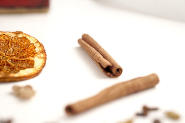 a set of spices for a warming drink in winter. ingredients for winter hot drinks(tea, mulled wine, punch).