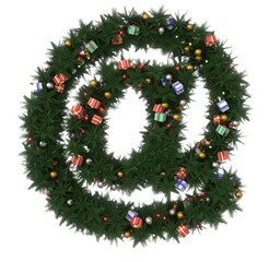 3D Render of Decorative Wreath Font - At Sign