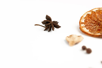 a set of spices for a warming drink in winter. ingredients for winter hot drinks(tea, mulled wine, punch).