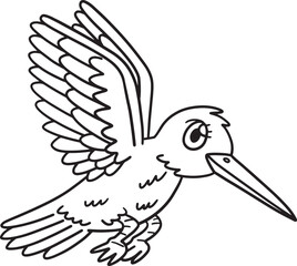 Spring Flying Bird Isolated Coloring Page for Kids