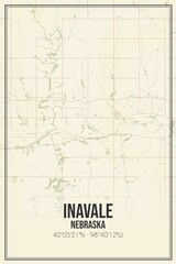 Retro US city map of Inavale, Nebraska. Vintage street map.