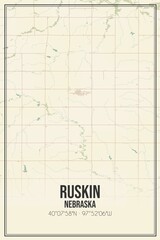Retro US city map of Ruskin, Nebraska. Vintage street map.