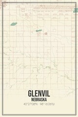 Retro US city map of Glenvil, Nebraska. Vintage street map.