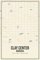 Retro US city map of Clay Center, Nebraska. Vintage street map.
